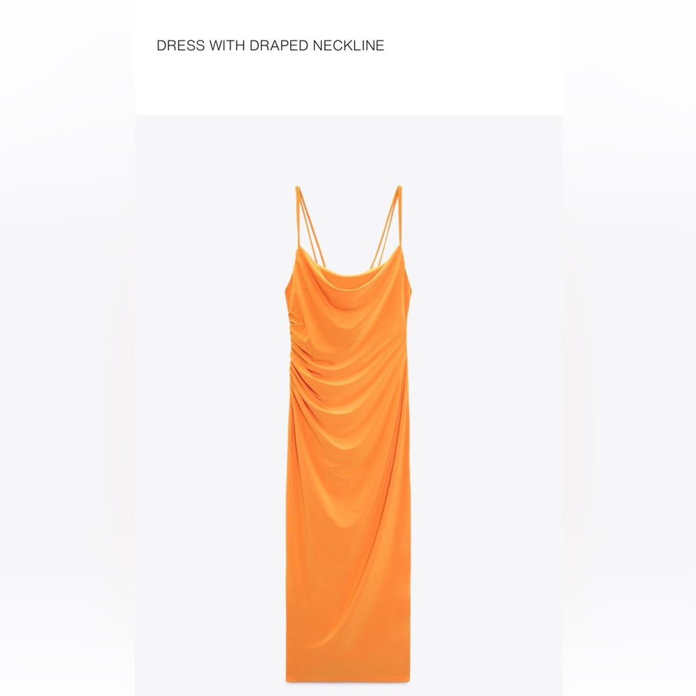 Zara Vibrant Orange Draped Dress
